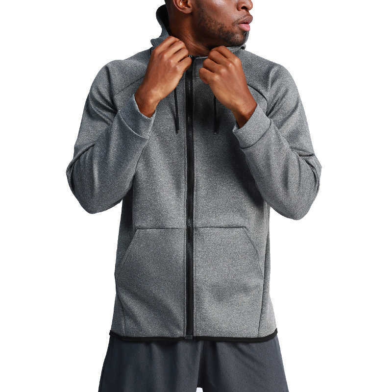 

autumn winter sportswear coat men's outdoor running quick drying fitness training, Black
