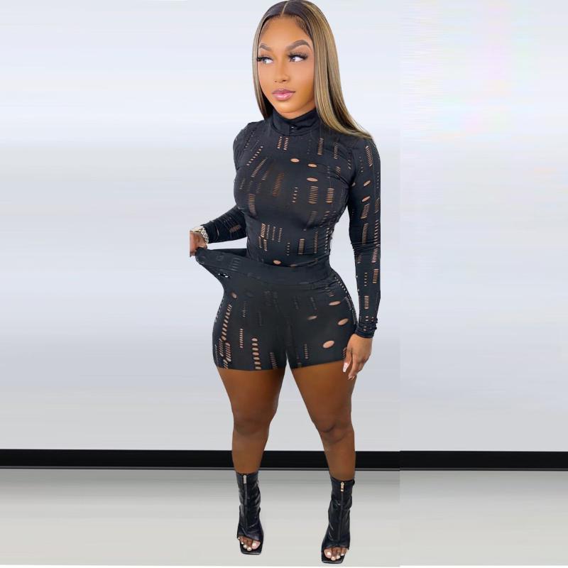 

Women' Tracksuits Causal Women Biker Two Piece Set Skinny Sportsuit Matching Slim Streetwear Clothes For Outfit, Black