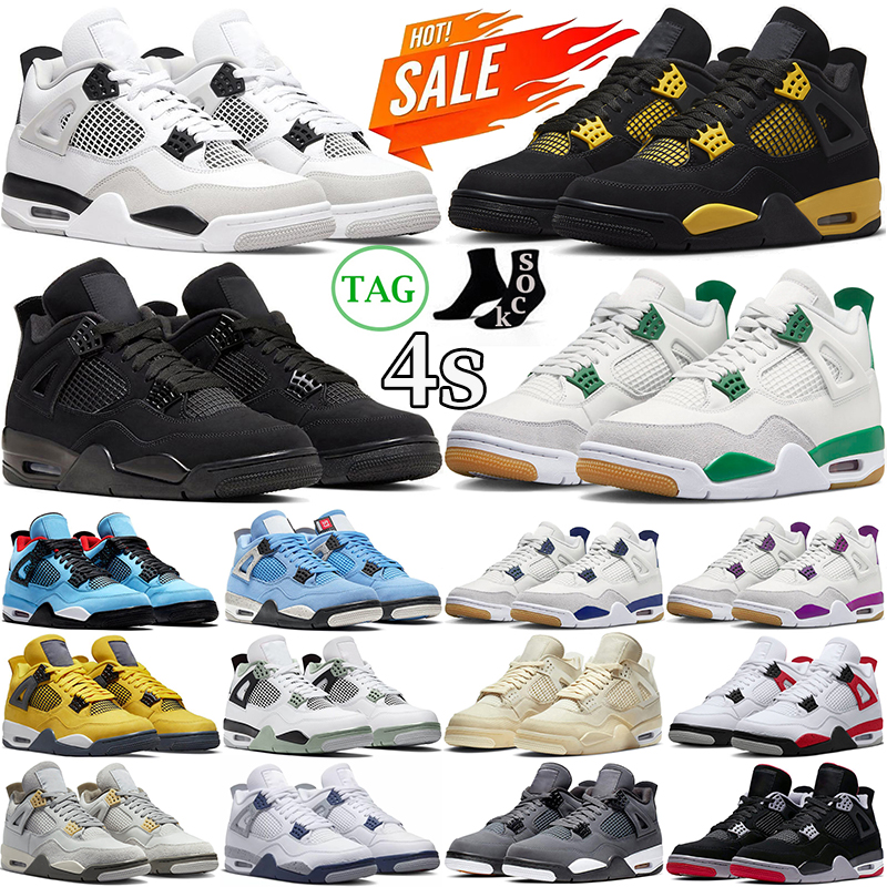 

Jumpman 4 Basketball Shoes 4s for Men Women Pine Green Military Black Cat Midnight Navy Red Thunder Cement Sail Royalty Bred Mens Trainers Outdoor Sneakers, #35