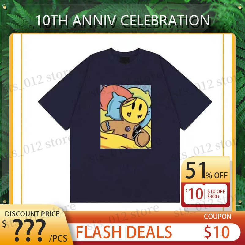 

Men's T-Shirts Hip Hop Mens T shirts Quality Loose Cotton With Label Smile Printing Short Sleeve T230512, Bag