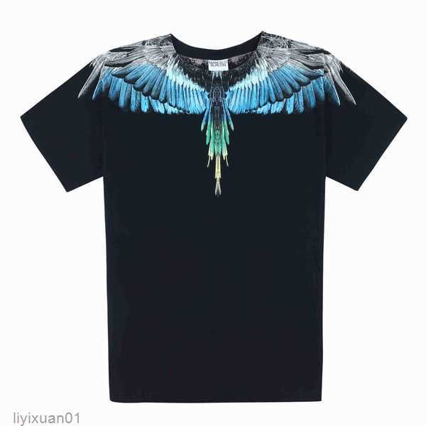 

designer Marcelos Burlons Pink Purple Winged Short Sleeve Men's and Women's Street T-shirts Summer Fashion Ins 1 TWZD, Black: dream blue