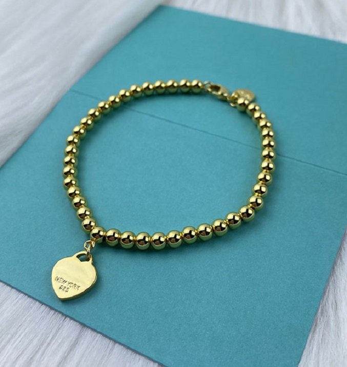 

Luxurys Brand Original Fashion Designer Pendant Bracelet 925 Women's English Heart Beaded Bracelets T love heart tag classical 4mm chain gold bead man women jewelry