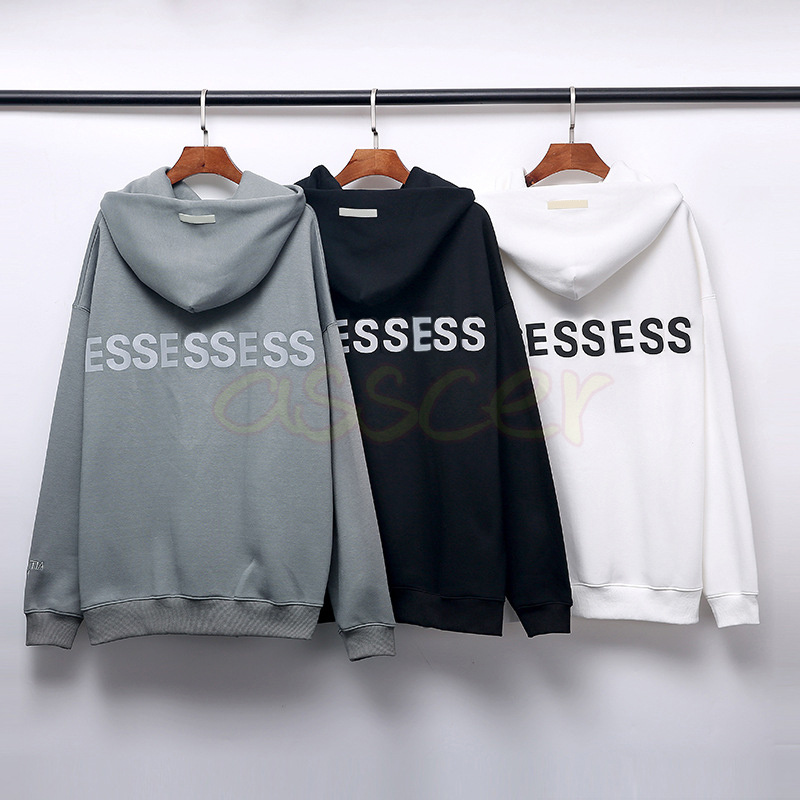 

Designer Mens Casual Loose Hoodies Womens 3M Reflective Letter Sweatershirt Couples Long Sleeve Streetwear Clothing Size S, White