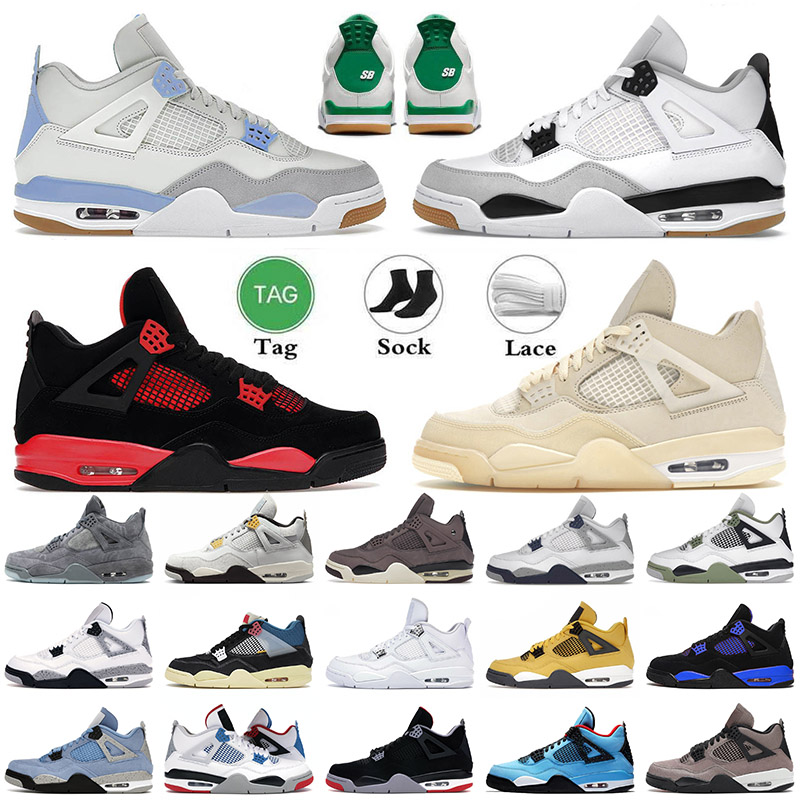 

4s Men Basketball Shoes Top Jumpman SB x Military Black Red Thunder 2023 Sail Mens Women Fire Red Seafoam Sail Bred Mens Women Sports Sneakers 36-47, 37 40-47