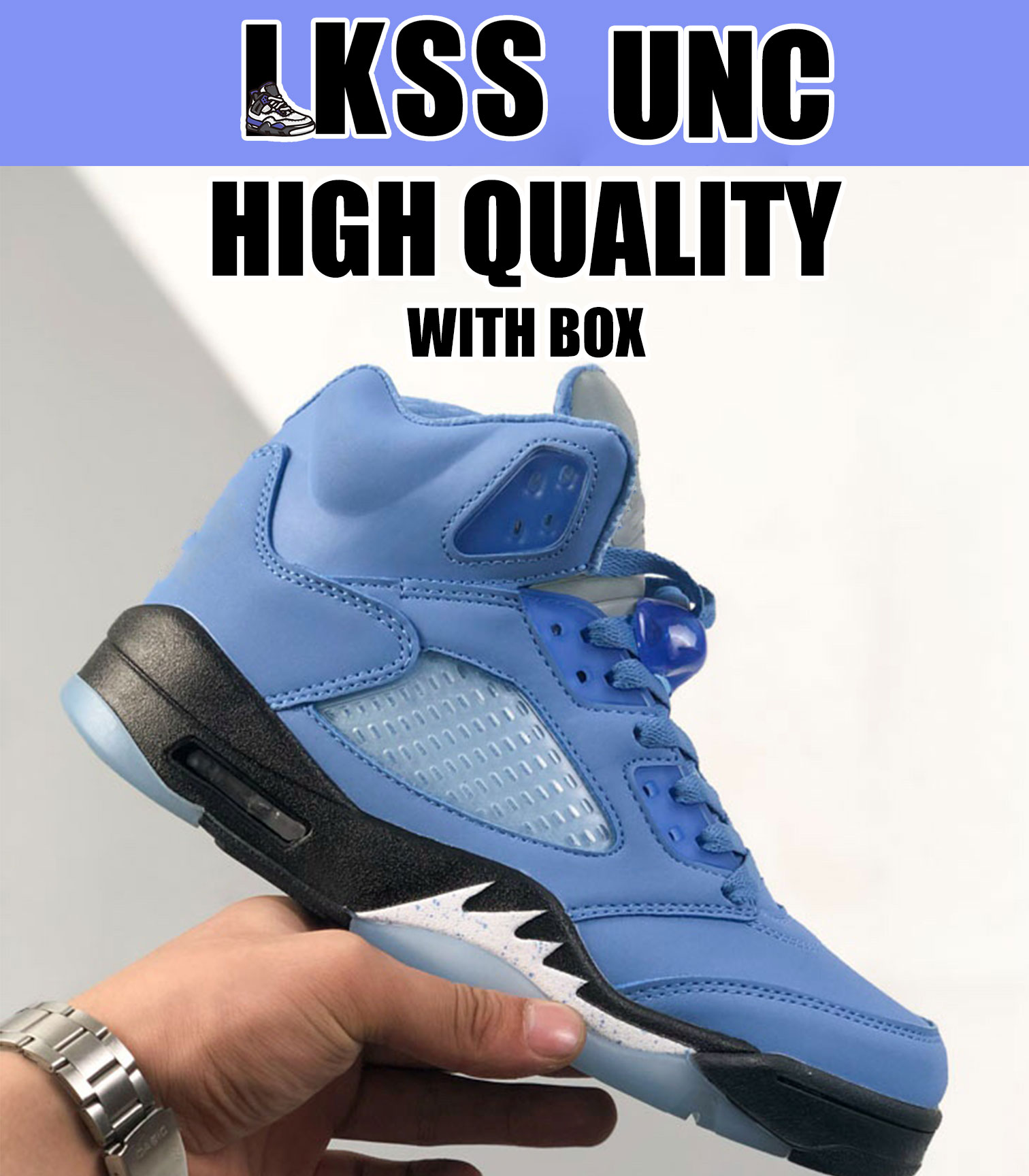 

LKSS UNC Jumpman 5 5s Shoes OG Mens Basketball Sneaker Sports Sneakers, As pic