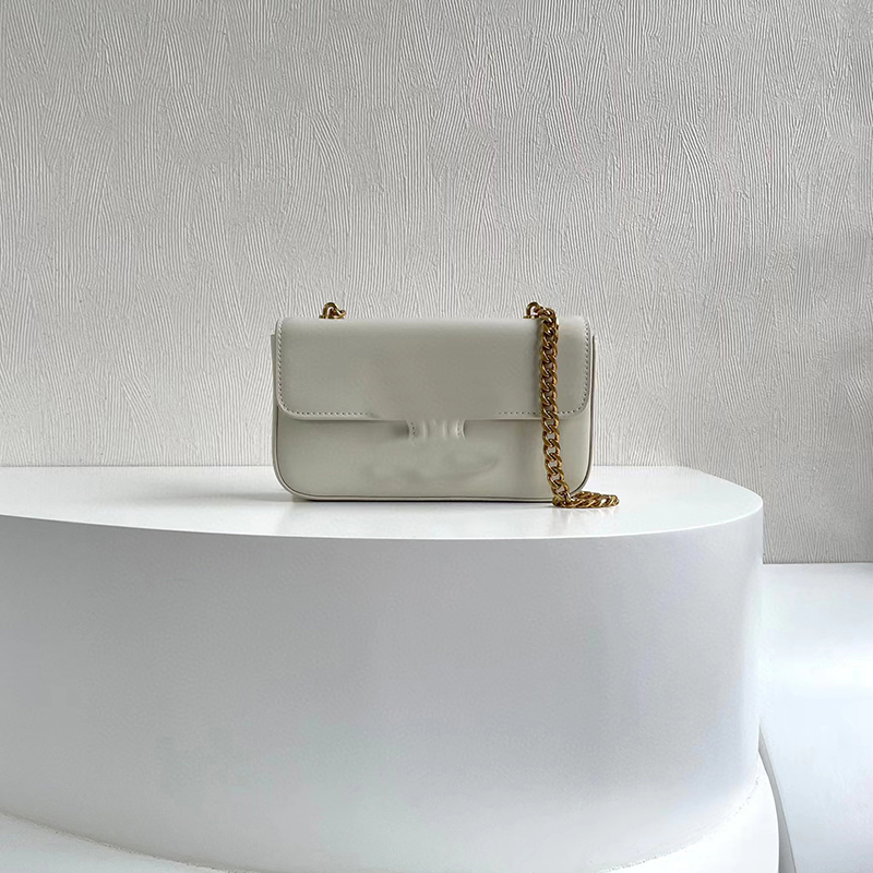 

Luxurys designer bag leather handbag hardware of the same color bag classic fashion metal Chain women's shoulder crossbody bags, White