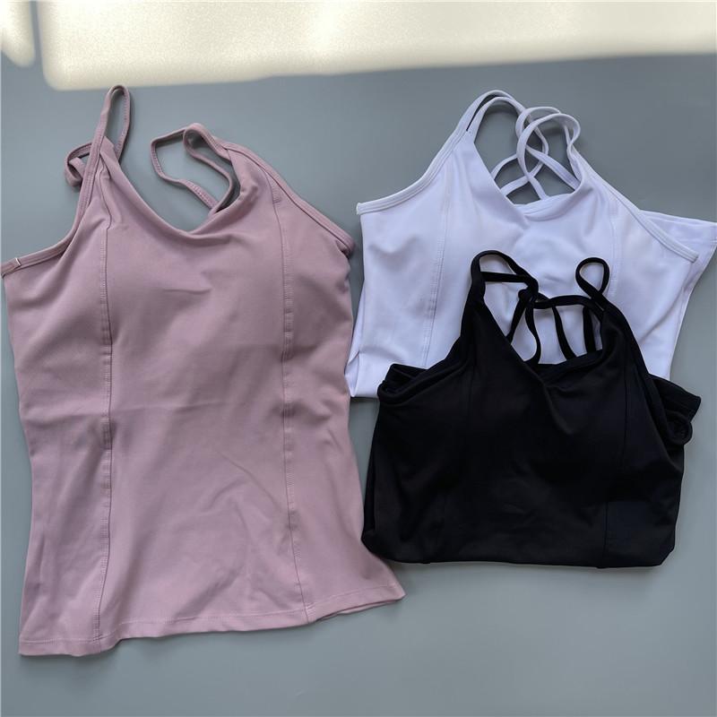 

Yoga Outfit Women' Gym Clothing Sports Cross With Bra Shoulder Strap Underwear Fitness Outfits Light Breathable Vest Suspender, Black