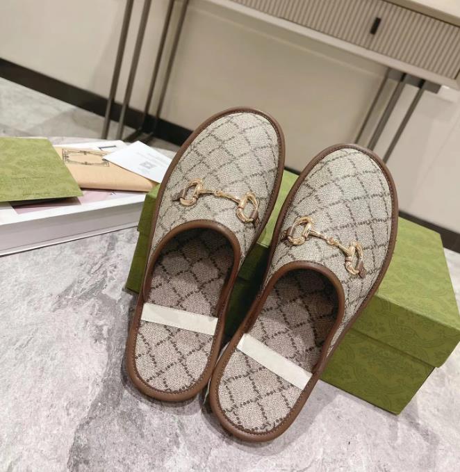 

Designer Men's Horsebit Slipper Slip-on Sandal Elea Slippers Canvas Rubber Sole Low Heel Mules Flip Flops Casual Wear Lazy Shoes Gift For Men half Slides 39-46, Color 8
