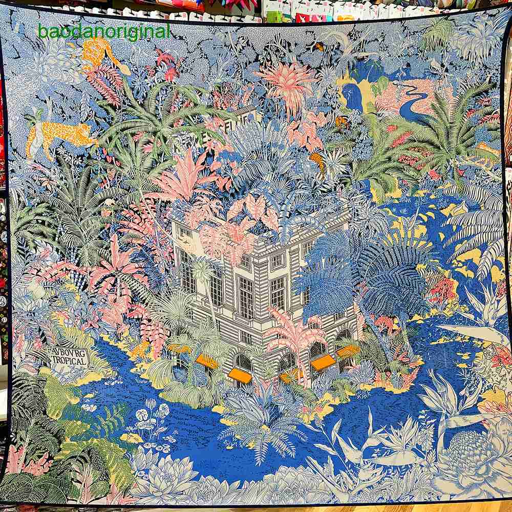 

Hemres Designer Scarves 130 New Winter Fashionable and Warm Large Square Made of Silk Wool Imitation Material Plant Garden Flower Women's Shawl Scarf