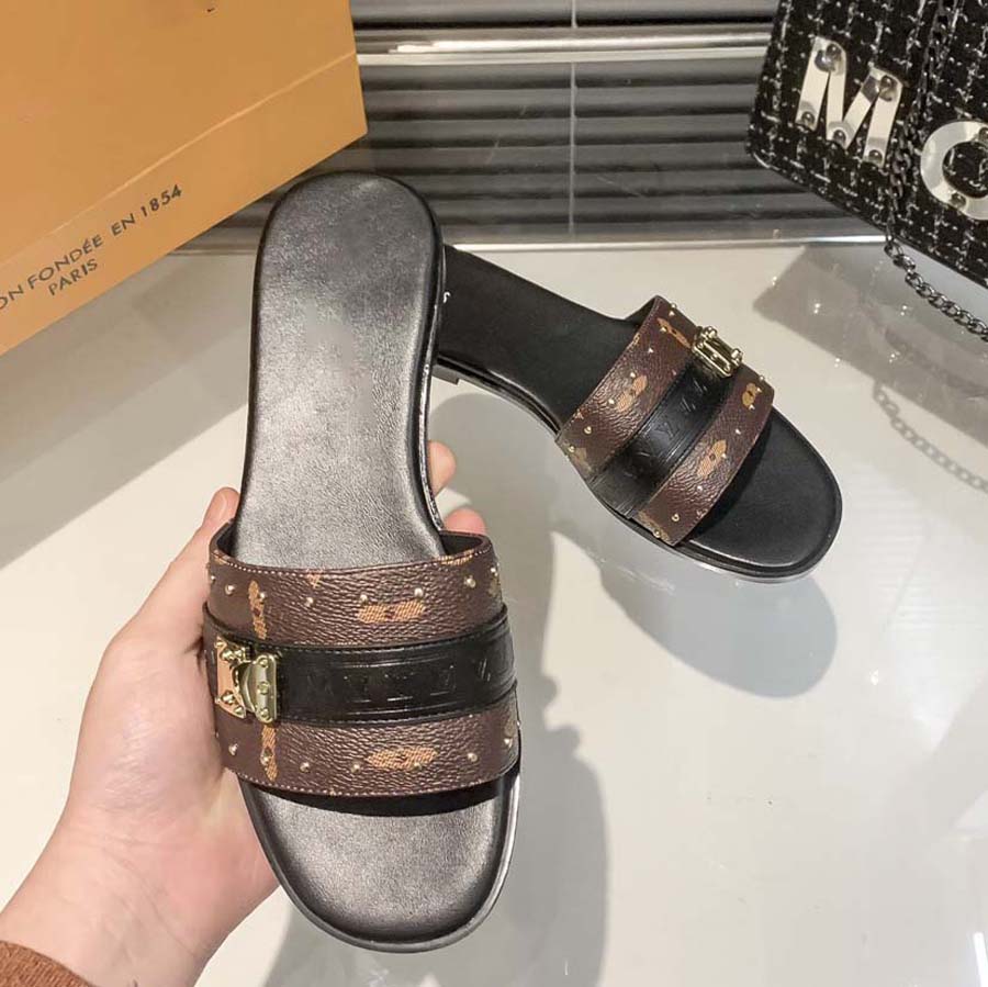 

Slipper Designer Slide Summer sandals Fashion Men Beach Indoor Flat Flip Flops Leather Lady Women Shoes Ladies Slippers, #1