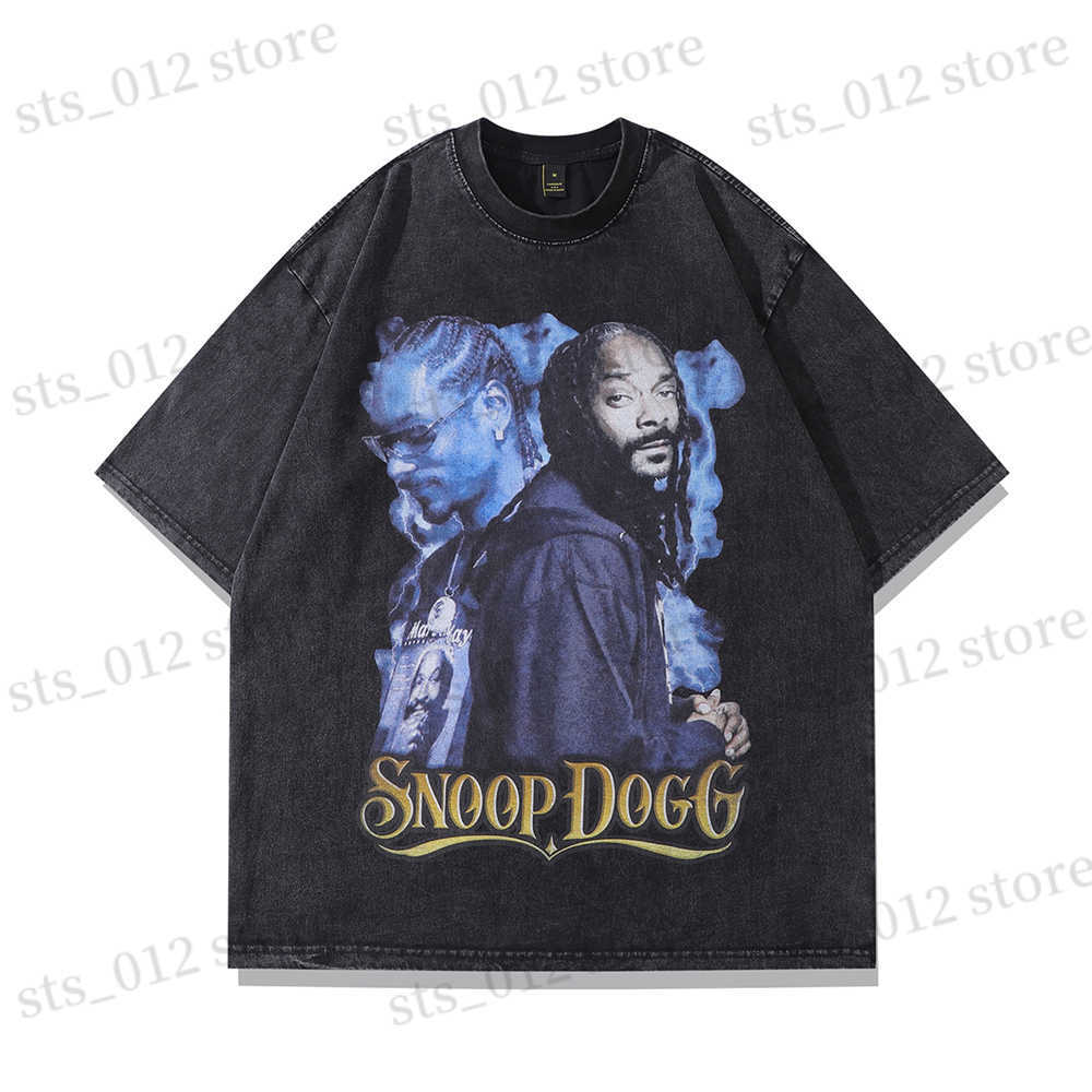 

Men's T-Shirts Frog drift Fashion Band Street Wear HIP HOP Portrait Printing Snoop Dogg Vintage Retro Loose T-shirt Tee tops T230512, Vintage black 898