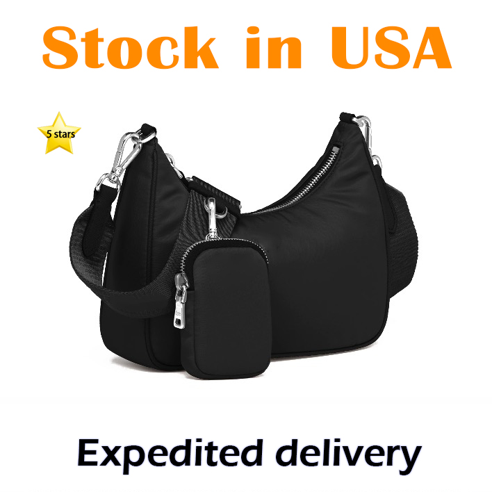 

designer Bags Re-Edition Nylon Chain Shoulder Crossbody bag Totes 10A High quality purses designer woman handbag 3pcs Underarm Clutch bag STOCK IN USA 2023, 25*17cm_black