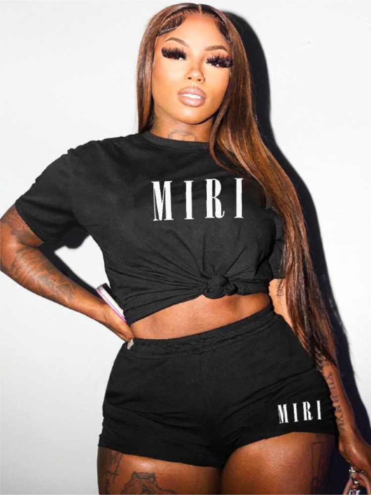 

Retail Plus Size 3xl 4xl Womens Designer Tracksuits 2023 Casual Fashion Female Printed Round Neck Short Sleeve Shorts Two Piece Set, Black