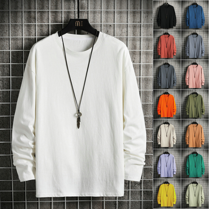 

Men's TShirts Men's Solid Color Classic Long Sleeve TShirt Casual Cotton Tops Neck Pullover Tee Men Clothing 230512, Pink