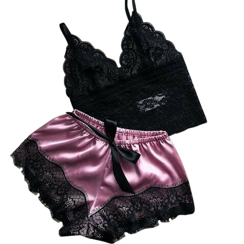 

Womens Sleepwear Sexy Lace Nachtkleding Lingerie Sleeveless VNeck Babydoll Pajamas Set Tops Shorts Nightwear 230512, Purple
