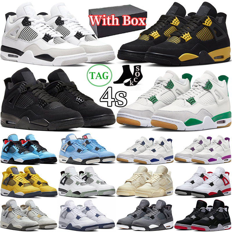

4 Basketball Shoes With Box Jumpman 4s for Men Women Pine Green Military Black Cat Midnight Navy Red Thunder Cement Sail Royalty Bred Mens Trainers Outdoor Sneakers, #20