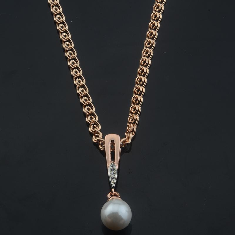 

Pendant Necklaces Fashion Jewelry Women Simulated Pearl 585 Rose Mixed White Gold Color Link 50cm 60cm Chain NecklacePendant
