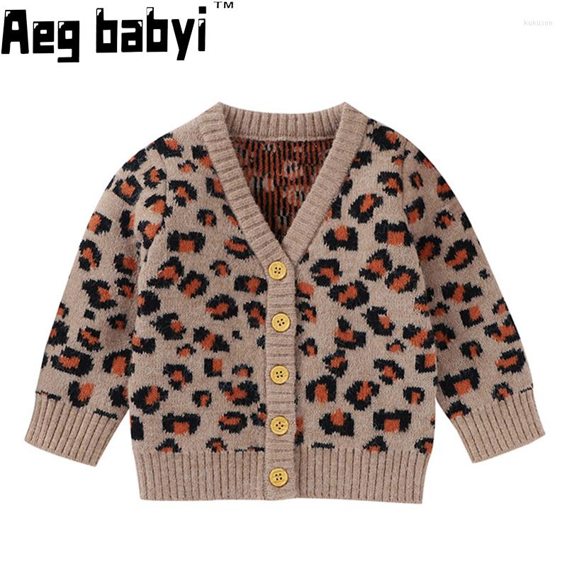 

Jackets Born Baby Boy Girl Clothes Leopard Print Sweater V-neck Button-up Knitted Cardigan Jacket Kids Casual Tops For Autumn Winter, 82w742-pink