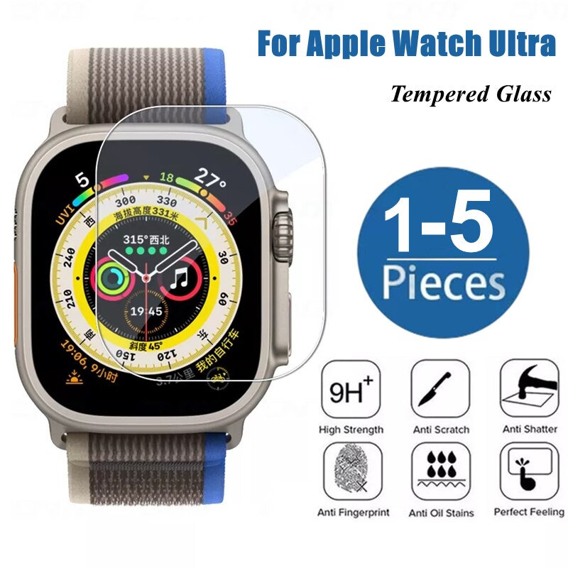

5pcs glass protector for Apple Watch, super 49mm screensaver for Apple Watch 8 Pro, 49mm smart watch tempered glass