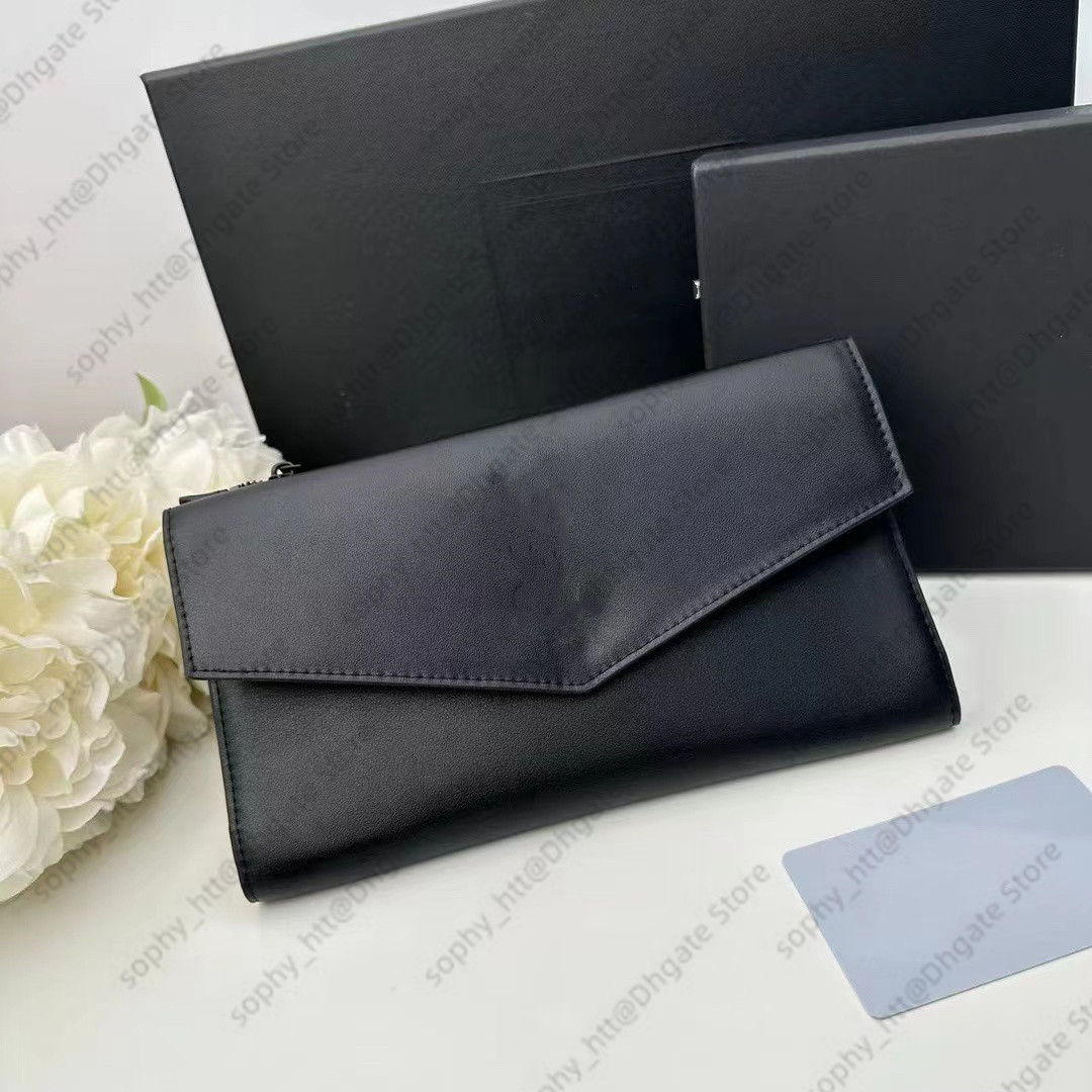 

Luxury Clutch Bags Credit card holders Business Card Wallets Black Cowhide Long Style Envelope Wallets for Women Men Alligator pattern with dustbag and box, 01-gold logo
