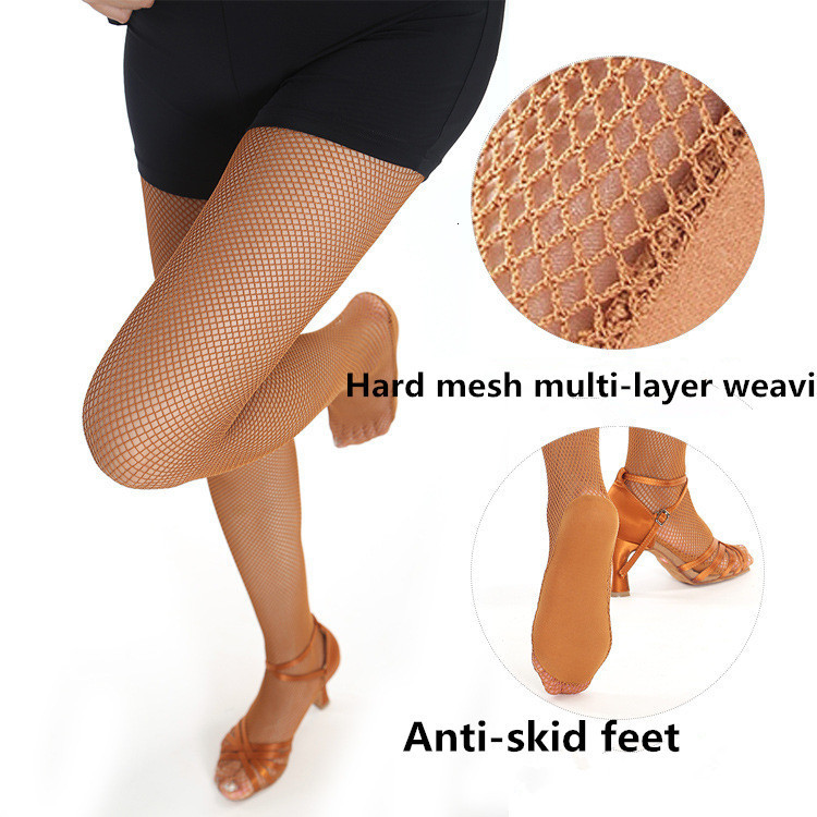 

Socks Hosiery Sexy Hard network Stocking Women Professional Fishnet Tights Latin Dance stockings For 230512, Back with line tan