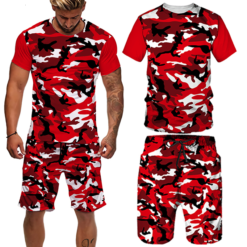 

Men's Tracksuits Summer Tshirt Shorts outfits Set Tracksuit Men's Oversized Clothes Vintage Fashion 3D Printed Camouflage Sportswear Set Men 230512, Men set 1