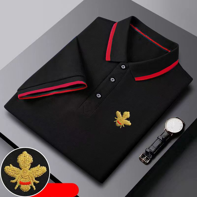 

Mens Polos Shirt Striped Neck Tees Shirts Designer Summer Short Polo Man Tops T-Shirts With Embroidery Bees Pattern Tshirts -4XL, White1