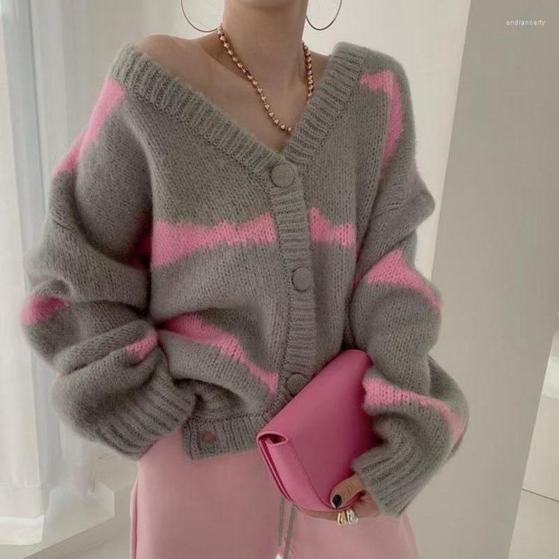 

Women's Knits 2023 Casual Knitted Cardigan Female Sweater Autumn Winter Oversized Loose Lantern Sleeve Tops, Green