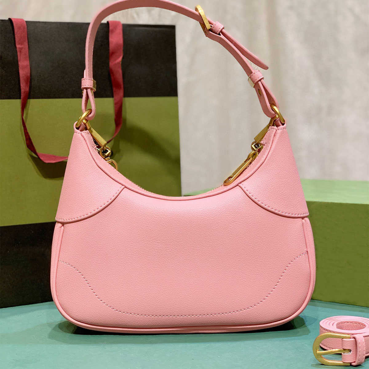 

Fashion Half Moon Shoulder Bag For Women Underarm Clutch Master Copy Luxury Designer Leather Small Square Female Handbag, Green