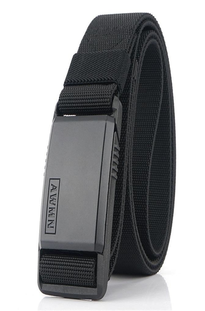 

Fashion Nylon Belt Metal Magnetic Buckle Adjustable Belts For Men Military Combat Elastic High Quality Wearresistant 2208182066785, Black