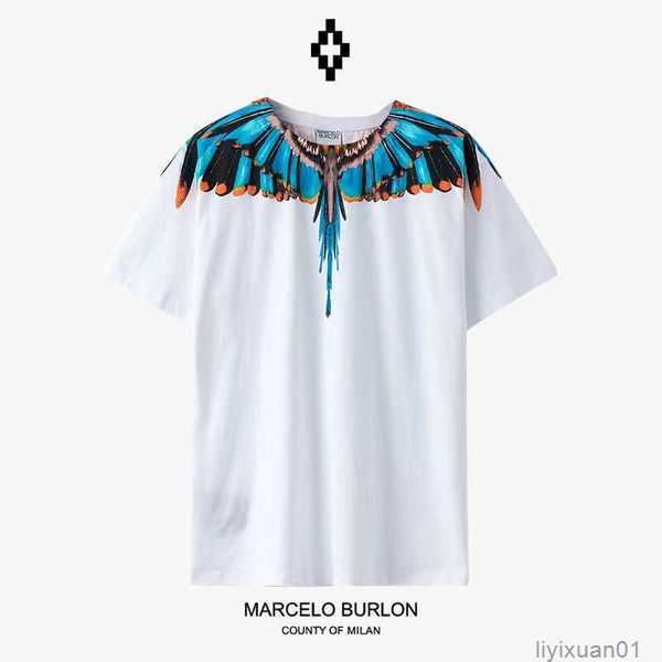 

2023 Designer Marcelos Burlons Pink Purple Winged Short Sleeve Men's and Women's Street T-shirts Summer Fashion Ins 1 KH2K, Black3