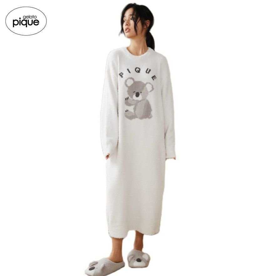 Women's Sleepwear Home Wear Gelato Pique Women Nightgown Ladies Fashion Autumn Winter Fluffy Sleep Dress P230511-image-864911807