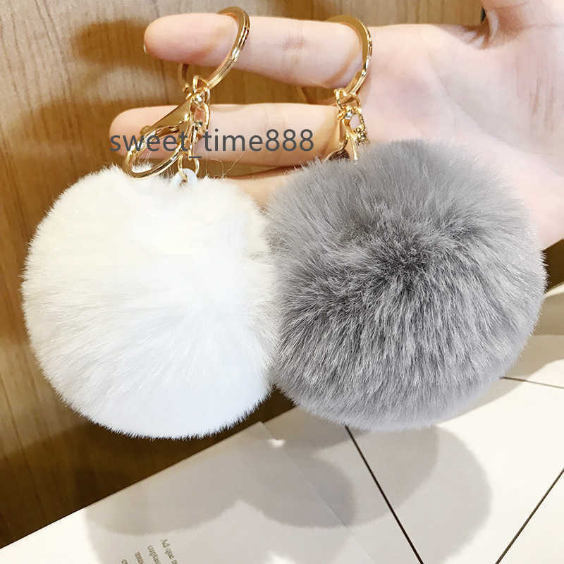 

Pom Poms Key Rings Fluffy Ball Faux Rabbit Fur Keychain for Women Girls Hats Bags Key Chain Knitting Accessories Promotion Gift Whole Price