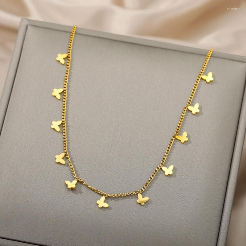 

Chains 316L Stainless Steel Simple Many Butterflies Pendant Necklaces For Women Clavicle Chain Fashion Fine Jewelry Party Gifts N847