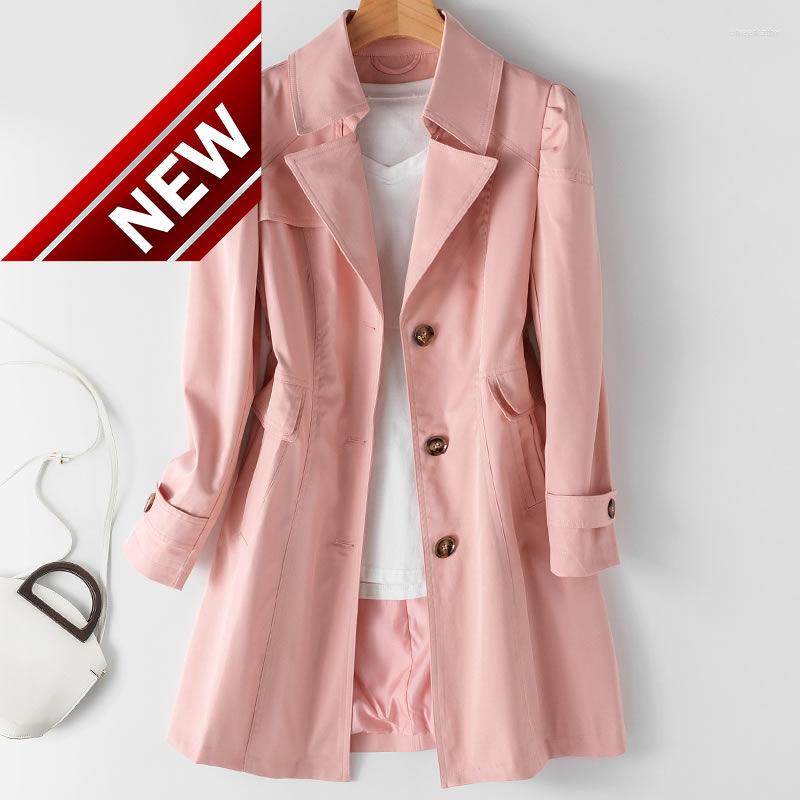 

Women's Trench Coats Black Windbreaker Women Spring Autum Fashion Big Size Coat Khaki Midi Length Female Outerwear M 5XL