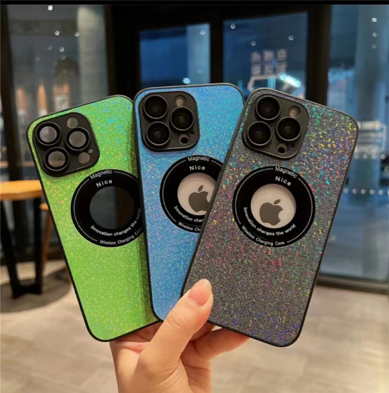 

For iPhone 14 Pro Max Luxury Magsafe Magnetic Flash Leather Skin Phone Case For iPhone 11 12 13 14 Plus Lens Protective Cover