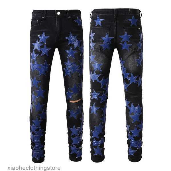 

Rip Mens Guys Jeans Slim For Fit Skinny Man Pants Orange Star Patches Wearing Biker Denim Stretch Cult Stretch Motorcycle Trendy Long Straight Hip Hop With Hole B HN3N, 897