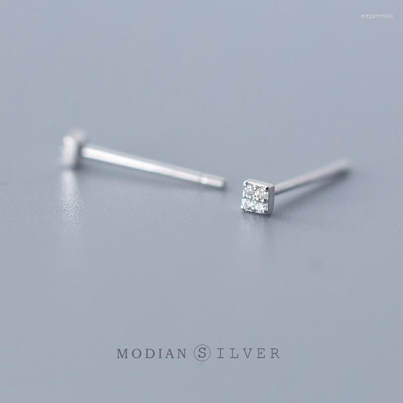 

Stud Earrings Modian Small Cute Square Clear CZ Fashion 925 Sterling Silver Tiny Crystal Studs Ear For Women Jewelry Gift