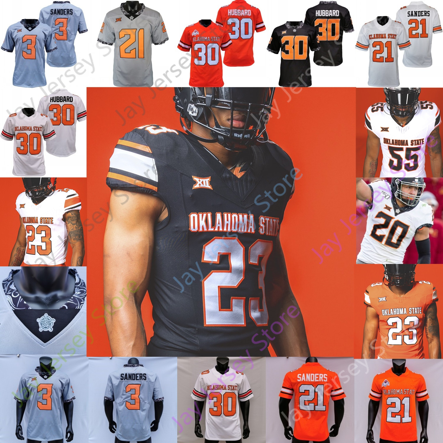 

Oklahoma State OSU Football Jersey NCAA College Spencer Sanders Chuba Hubbard Braydon Johnson Paul Dominic Richardson Daniels Cobb Presley Green Taylor II, Orange