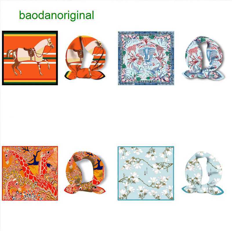 

Hemres Designer Scarves Style Love Horse Pattern Imitation Silk Small Square Classic Professional Flight Attendant Decorative Scarf Female