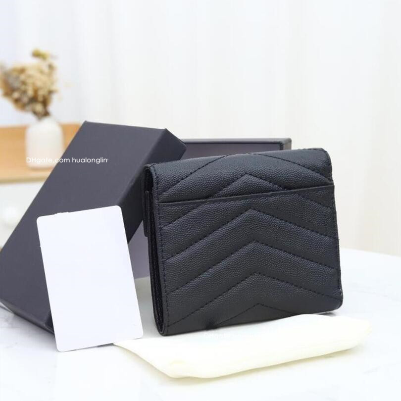 

Quality Designer woman wallet with box genuine leather purse card holder wallets ladies girls wholesale, 0655 black-silver logo