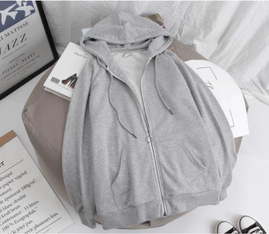 

Women's Jackets Jacket Women Solid Color Hoodies Autumn Hooded Sweatshirt Thin College Loose Thick Zipper Sports TopsWomen's, Beige