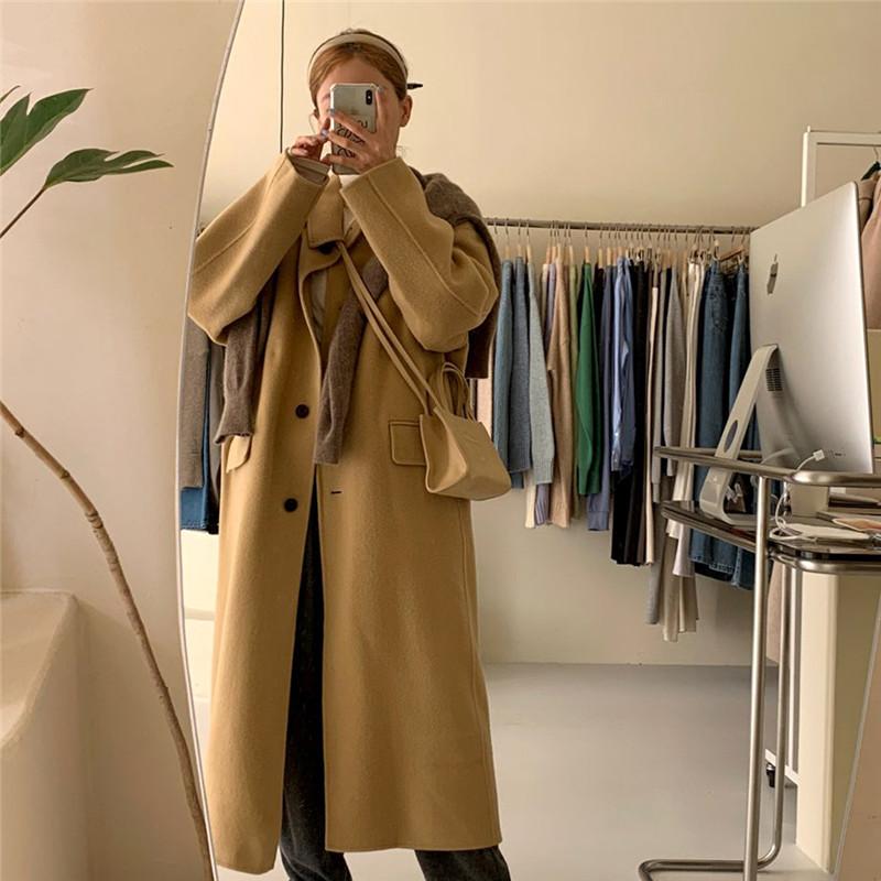 

Women's Wool & Blends YourSeason Ladies Korean Coat 2023 Winter Solid Color 3 Colors Women Turn Down Collar Long Coats, Yellow