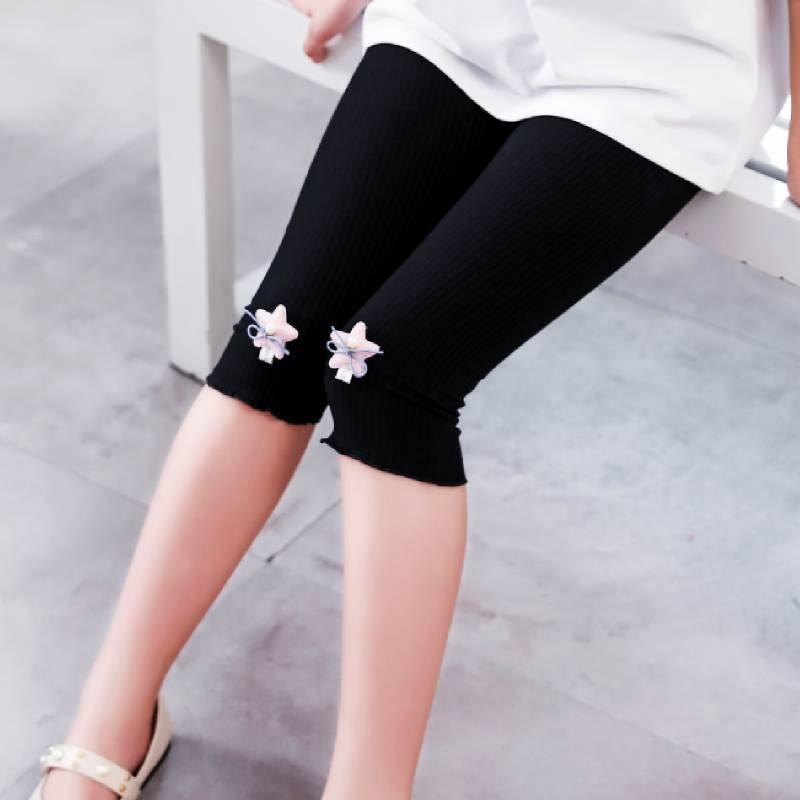 

Trousers Kids Leggings For Girls Knee Length Pants Children's Clothing Pantalons Capris Floral Print Skinny Legging Baby Clothes, White leggings