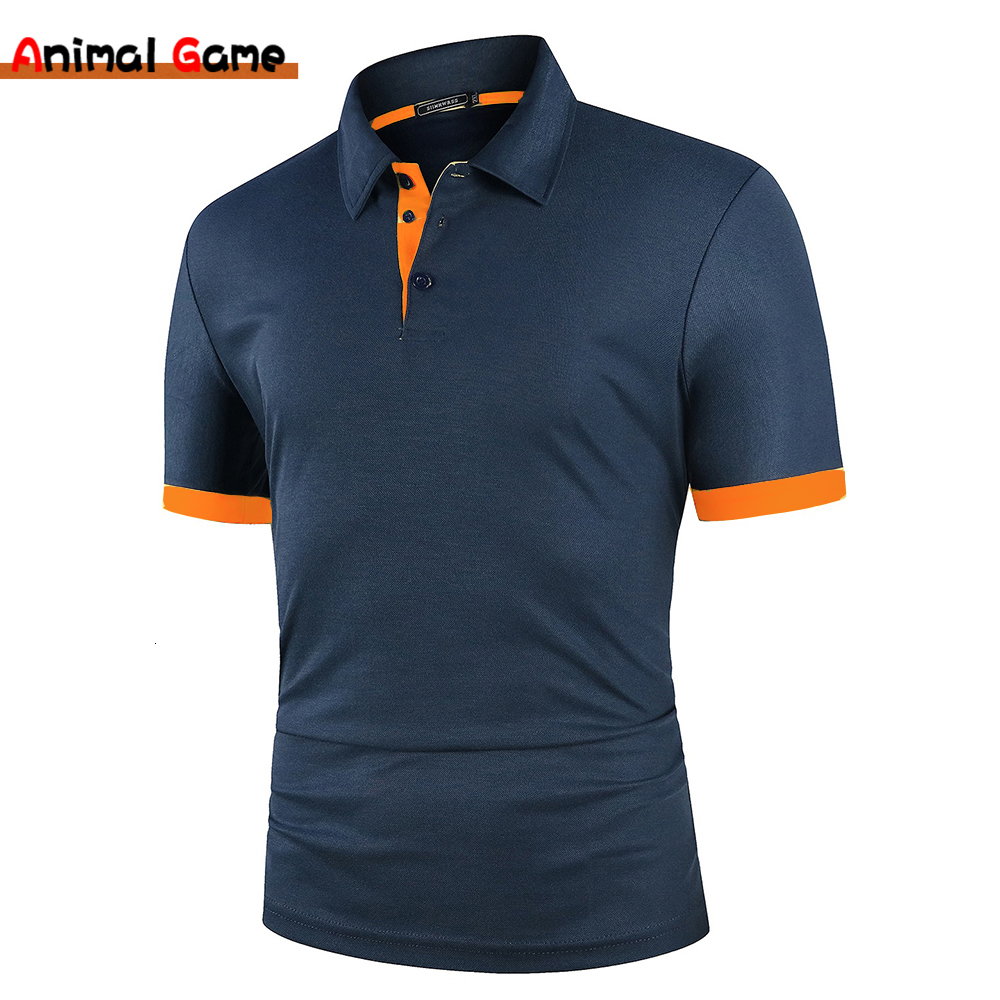 

Men's Polos Summer Men Polo Men Shirt Short Sleeve Polo Shirt Contrast Color Polo Clothing Streetwear Casual Fashion Men Collar Tops 230512, Orange