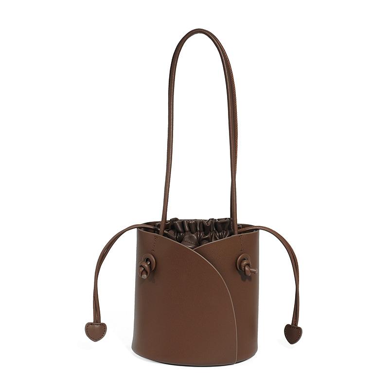 

Evening Bags 2023 For Women Niche Design Cowhide Drawstring Bucket Bag Women's Shoulder Diagonal Portable Pleated Armpit, Black