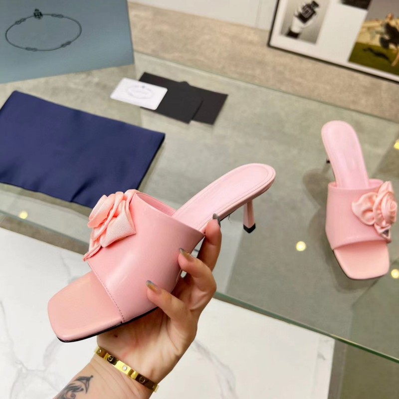 

Sexy Fashion SilkFlower Patchwork Shallow New 2023 Summer Head Peep Stiletto High Heels Sandalias Mujer Plus Size 41, As pic