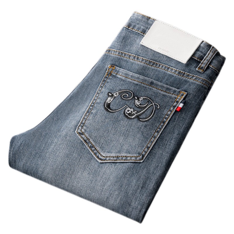 

New JEANS chino Pants pant Men's trousers Stretch Autumn winter close-fitting jeans cotton slacks washed straight business casual Little Bee embroidery G8086G, 8218