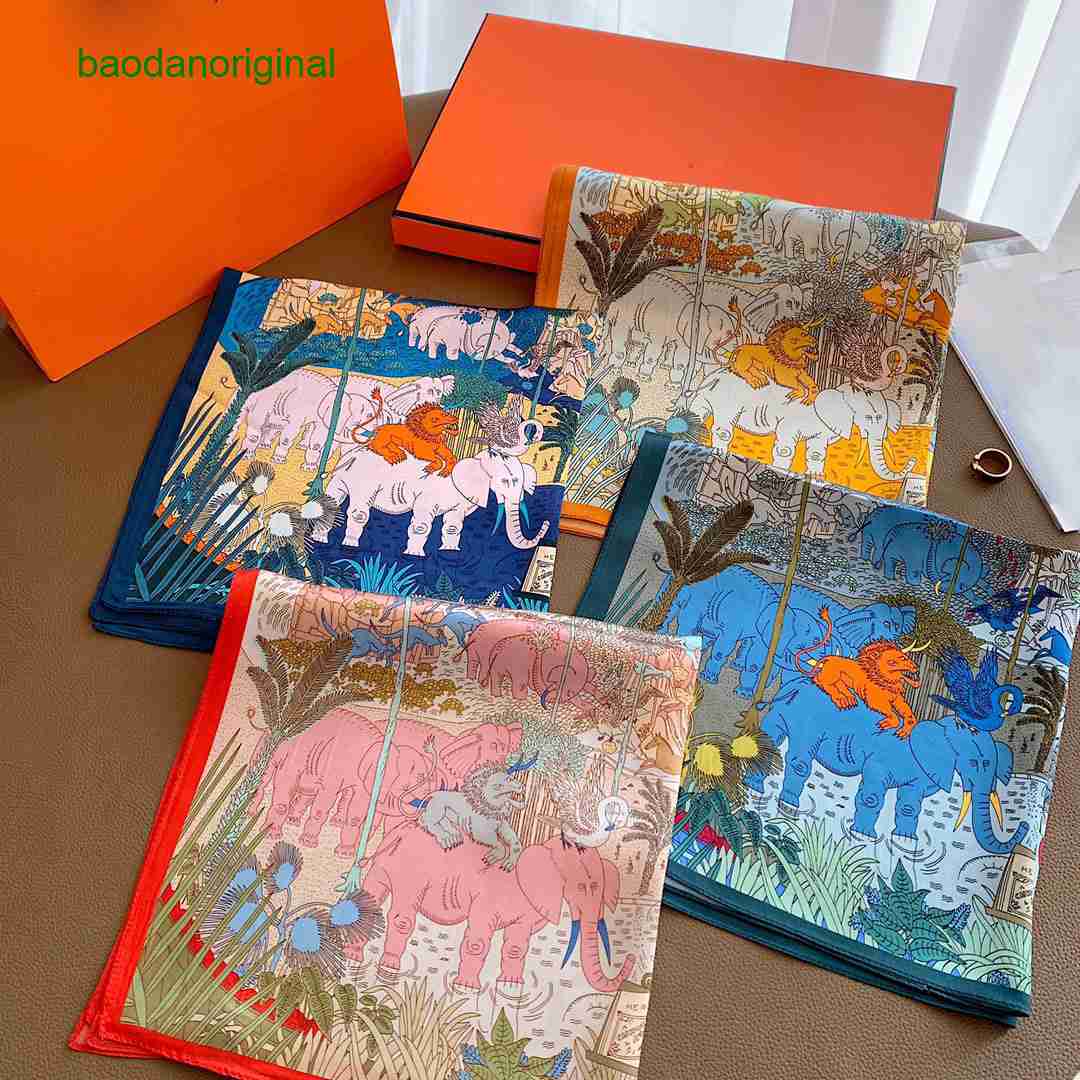 

Hemres Designer Scarves High End New Mulberry Silk Animal Carnival 50 Small Square Women's Scarves Fashionable and Versatile