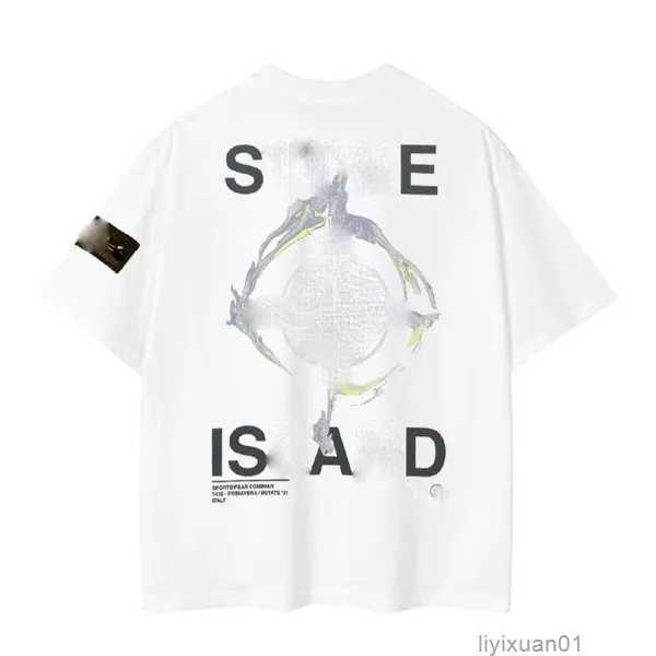 

Designer Brand Topstoney Men's Shirs Versized Shir Women Fashion Coon Summer Sones and Shor Sleeve Tide Sone Men Mulicolor Top Asian Size 5 LMXX
